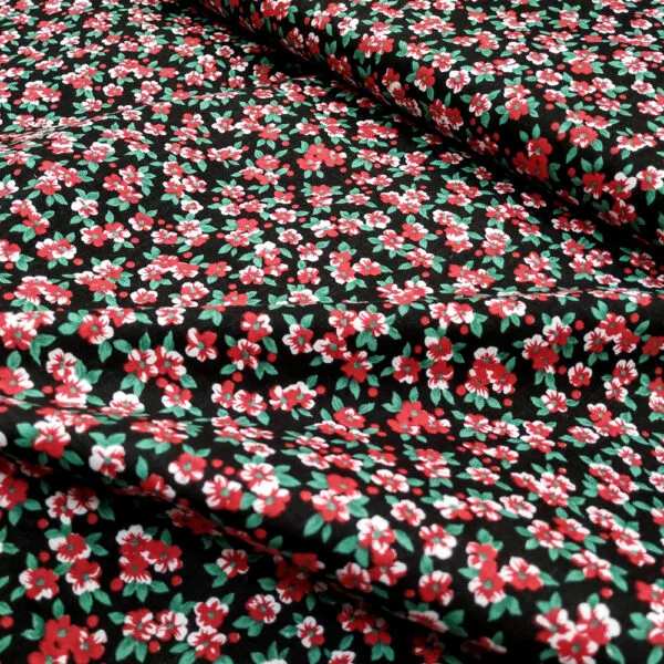 Popelín flor roja -0280-